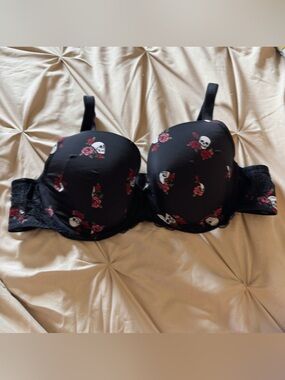 Torrid Black Skull & Rose Printed Push-Up Bra